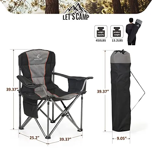 ALPHA CAMP Folding Camping Chair Oversized Heavy Duty Padding