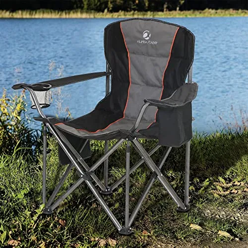 ALPHA CAMP Folding Camping Chair Oversized Heavy Duty Padding