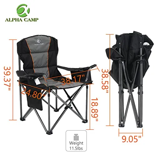 ALPHA CAMP Oversized Camping Folding Chair - Heavy Duty