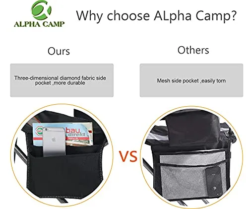 ALPHA CAMP Oversized Camping Folding Chair - Heavy Duty