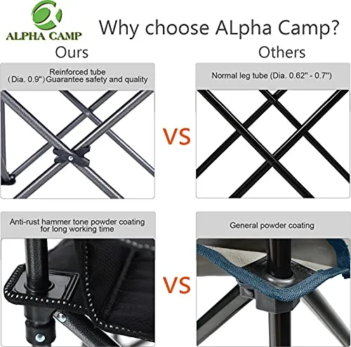 ALPHA CAMP Oversized Camping Folding Chair - Heavy Duty