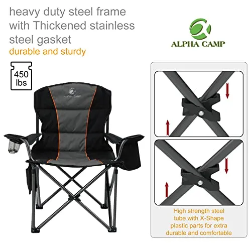 ALPHA CAMP Oversized Camping Folding Chair - Heavy Duty