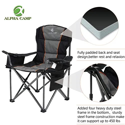 ALPHA CAMP Oversized Camping Folding Chair - Heavy Duty
