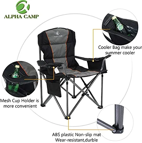 ALPHA CAMP Oversized Camping Folding Chair - Heavy Duty