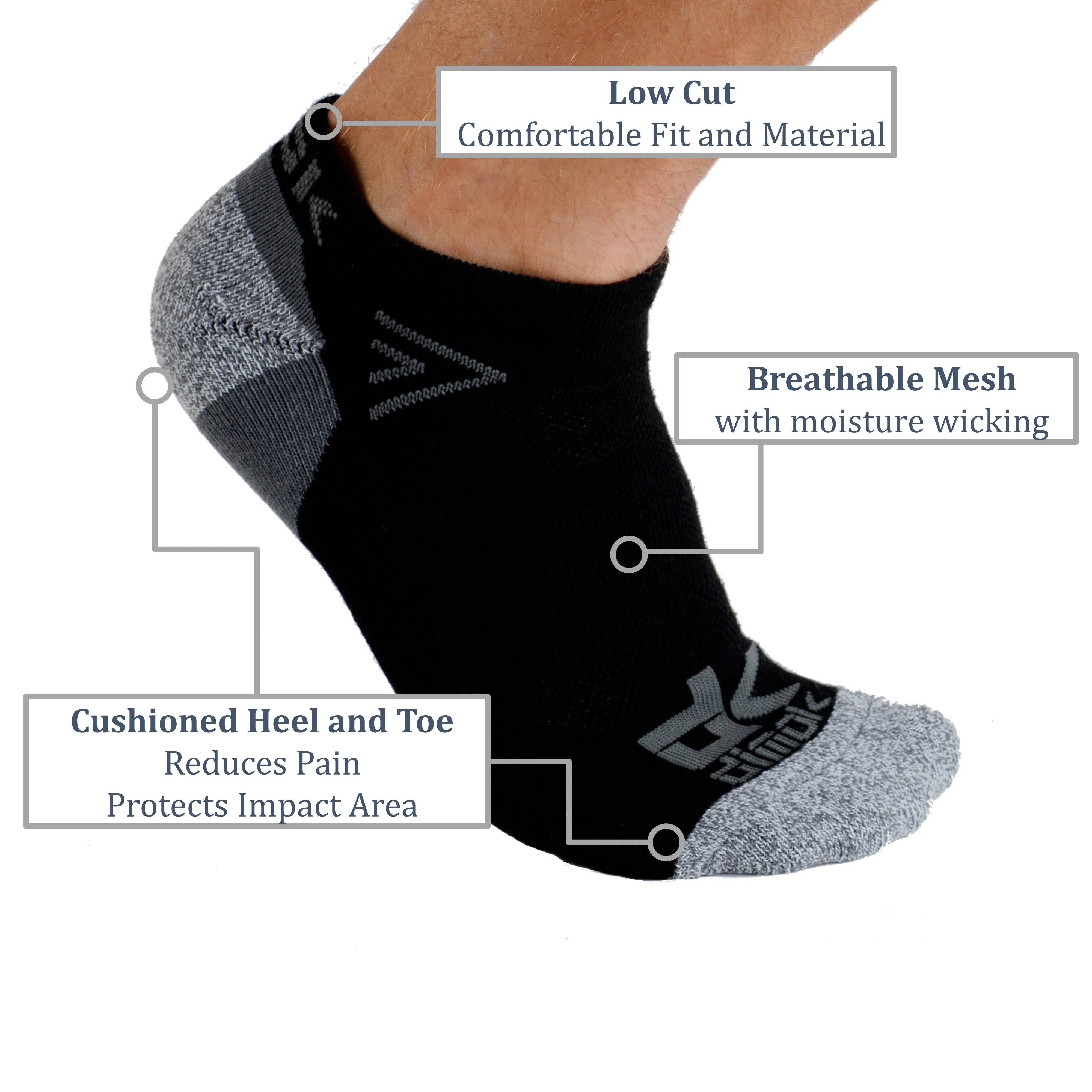 Athletic Socks Mens Sport Socks Low Cut 6 Pack Socks for Men Women Youth