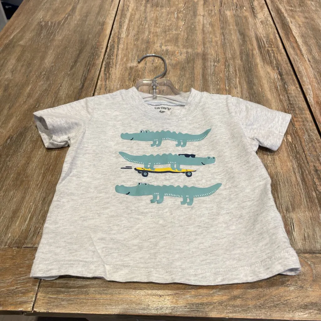 Carters Cotton lite/Grey aligator/skateboard Tshirt 6m