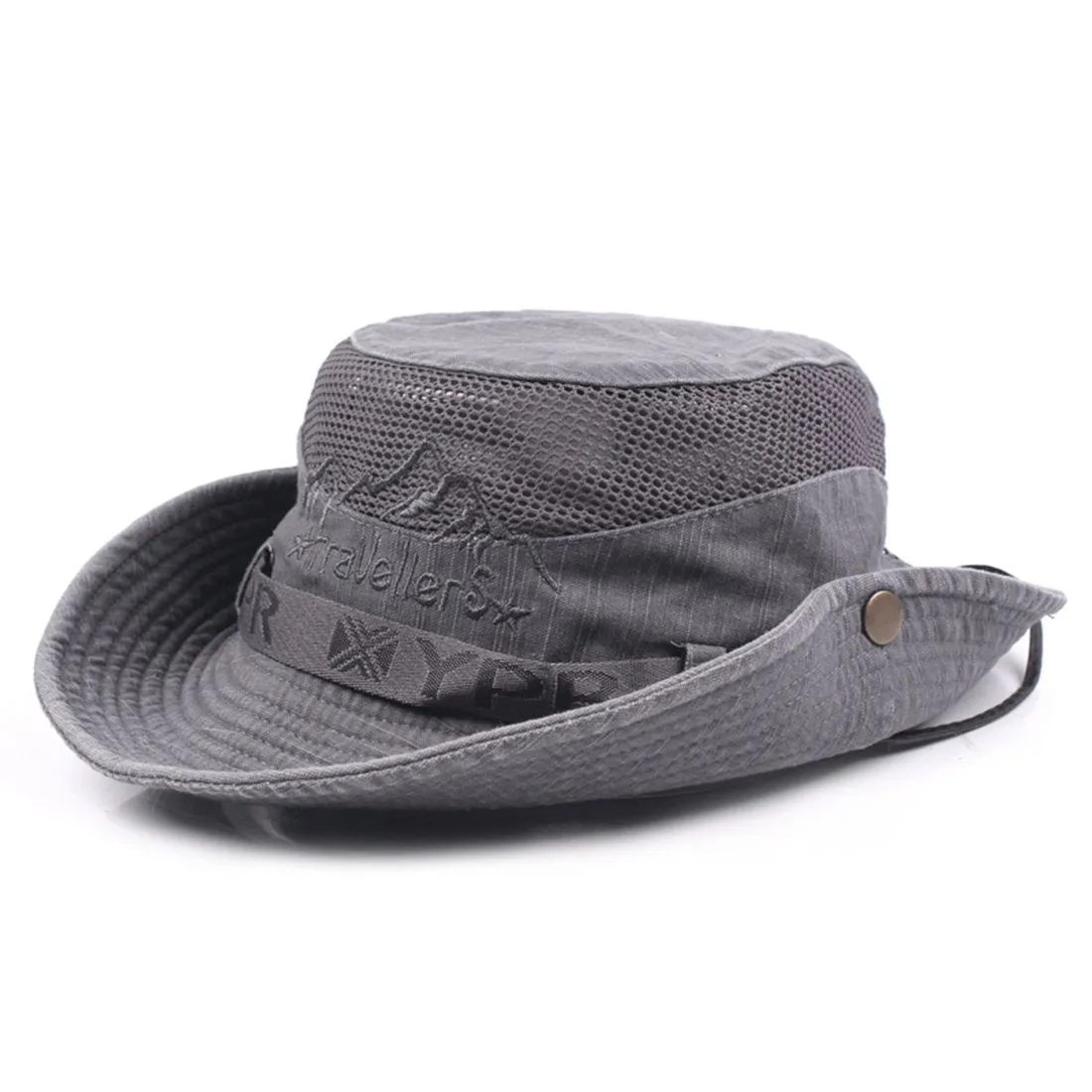 Cotton Embroidery Summer Outdoor Sun Protection Wide Brim Bucket Hat