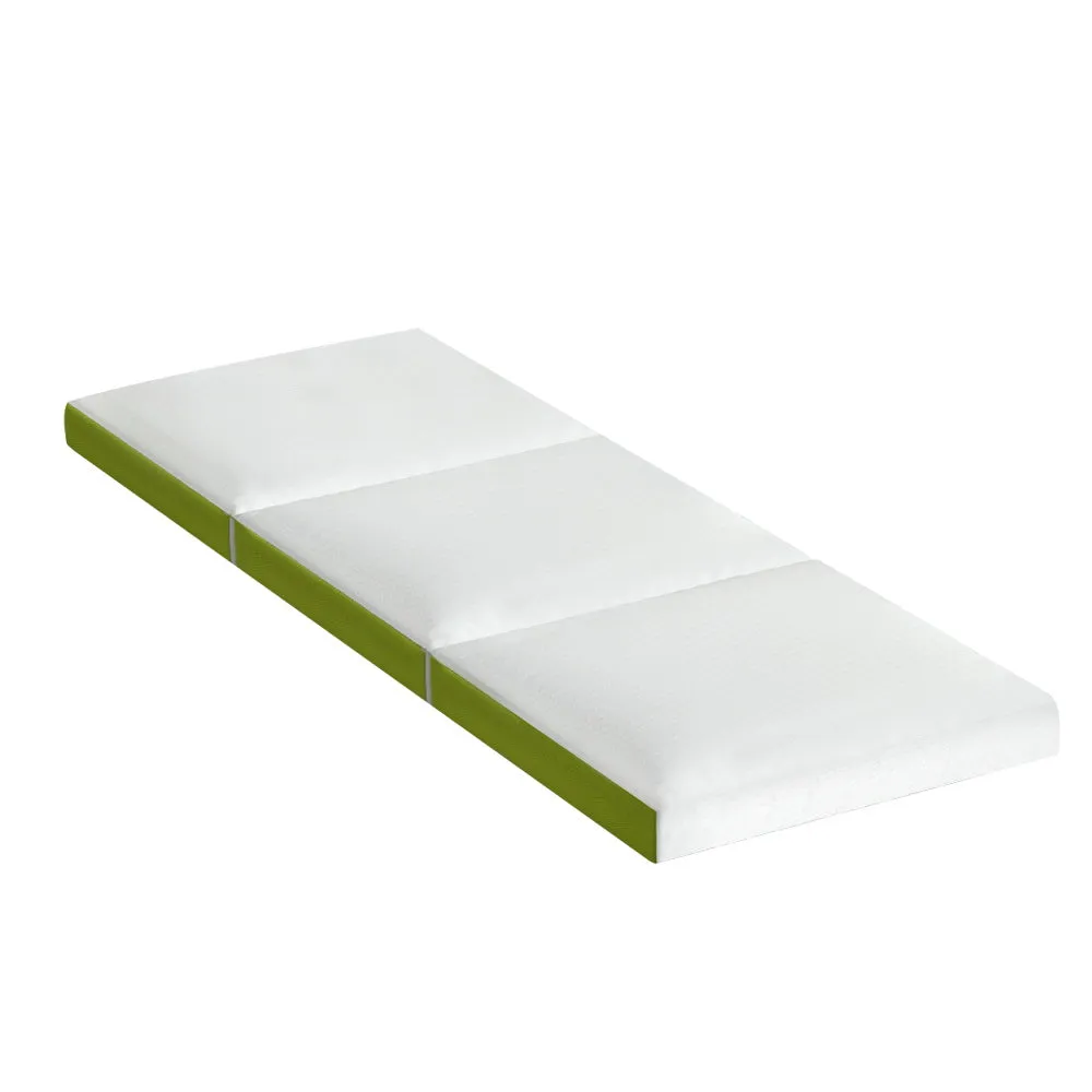 Foldable Mattress Bedding Folding Bed Mat Camping Trifold Single - Green