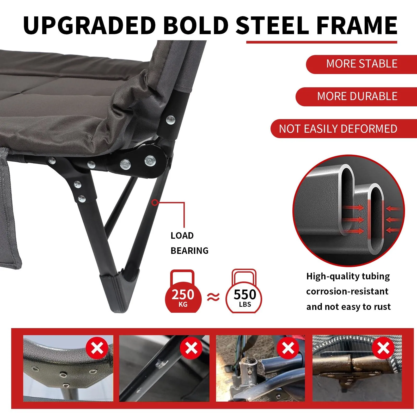 Folding Camping Cot Bed , 78.7"*26.8" Adjustable 5-Position Folding Chaise Lounge Chair, Portable Guest Bed & Outdoor Folding Sleeping Cots Bed for Home, Office, Camping, Indoor, Outdoor
