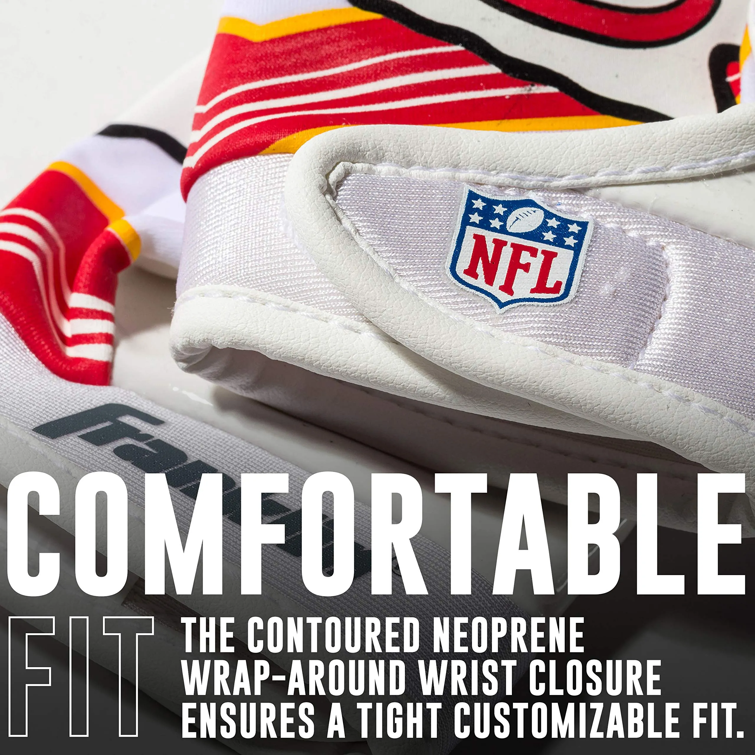 Franklin Sports Kansas City Chiefs Youth Football - Receiver Gloves for Kids - NFL Team Logos and Silicone Palm - Youth S/XS Pair