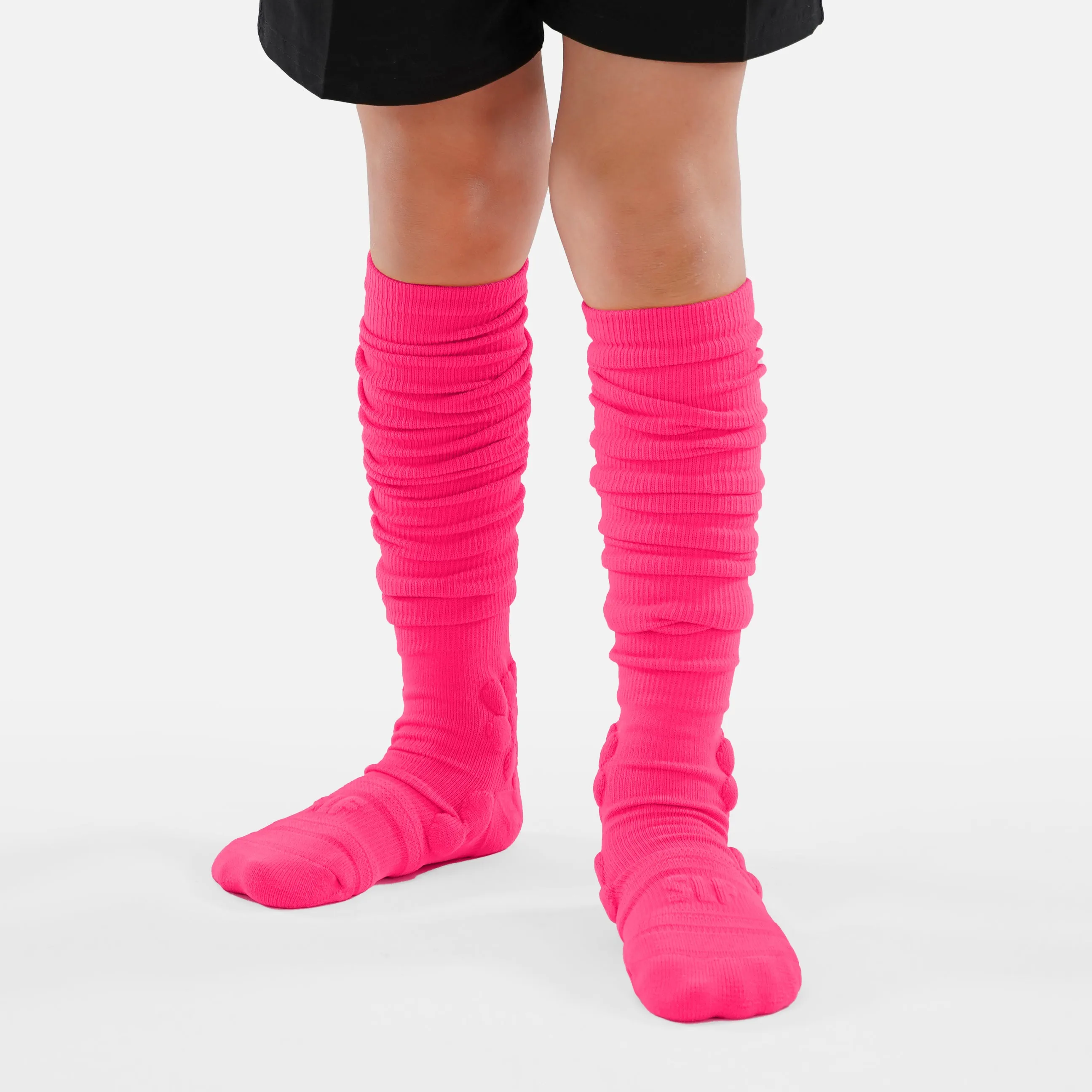Hue Pink Football Padded Long Kids Socks