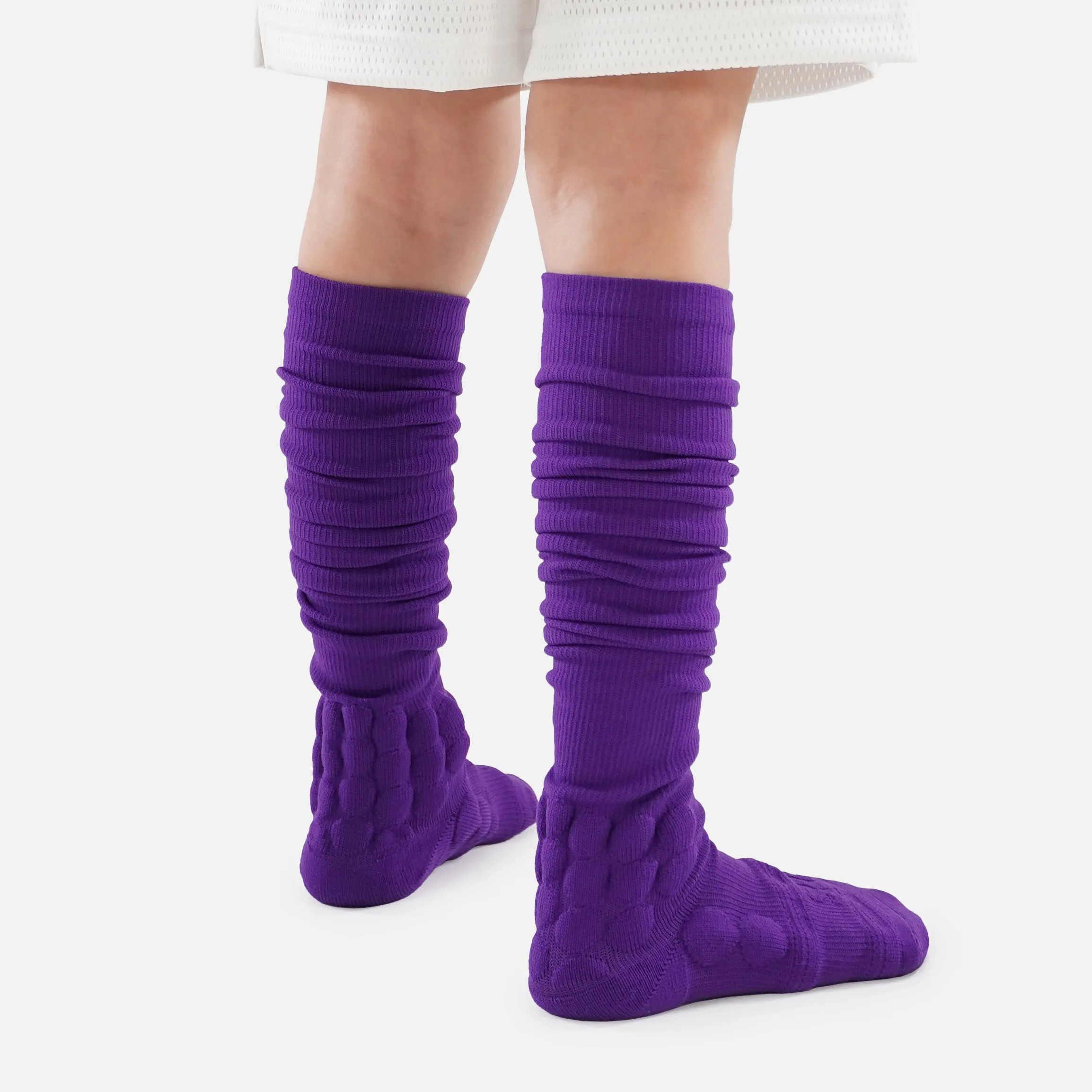 Hue Purple Football Padded Long Kids Socks
