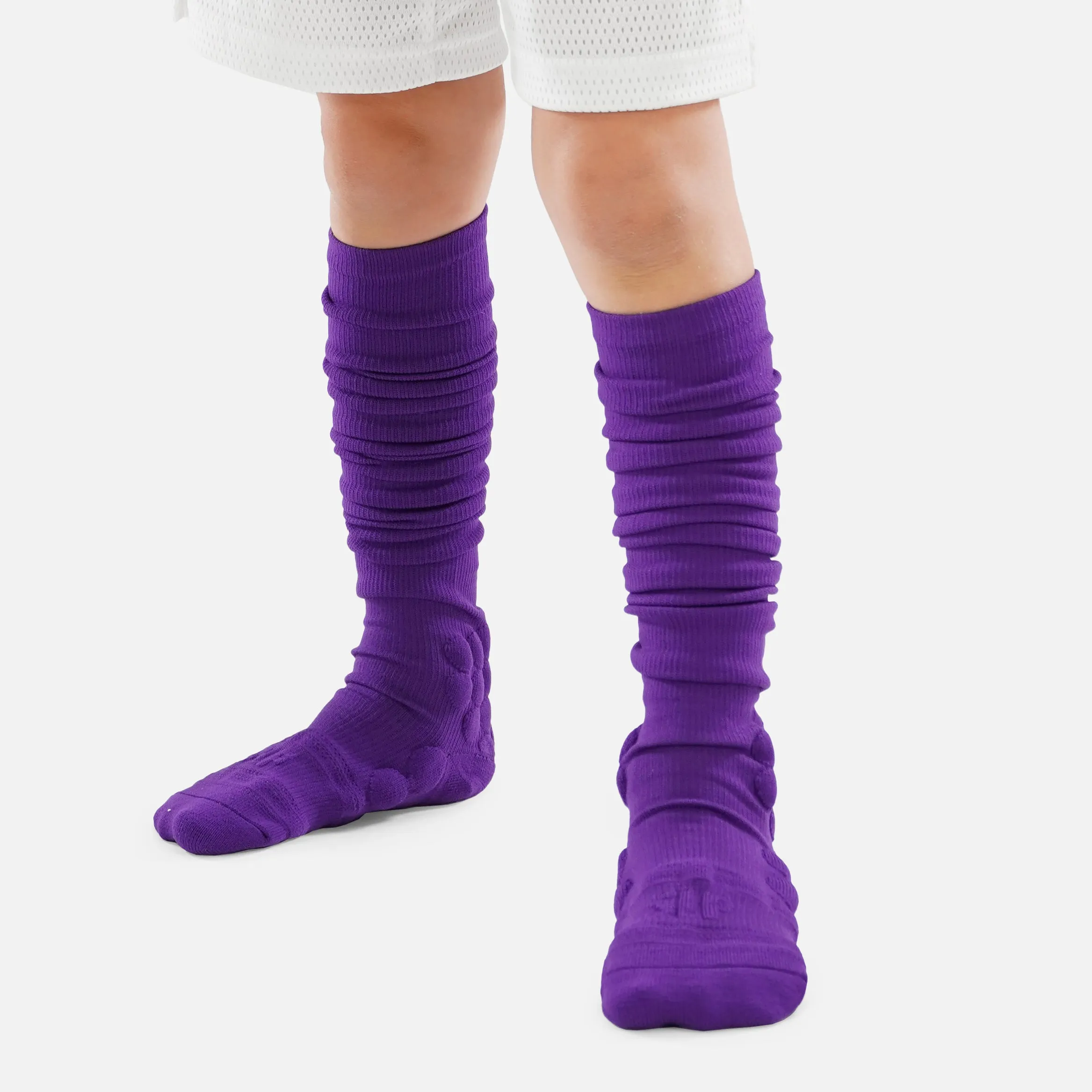 Hue Purple Football Padded Long Kids Socks