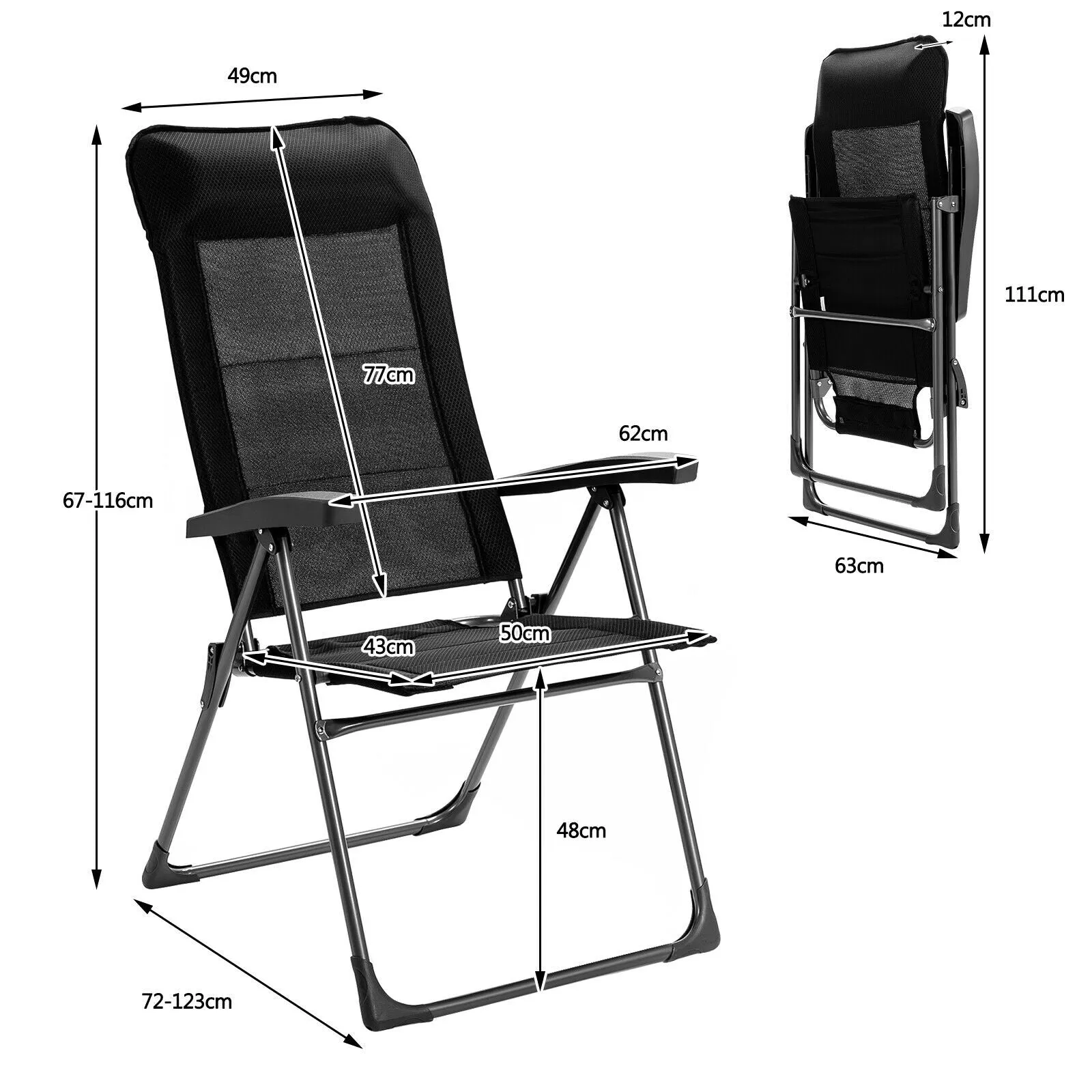 NNECW Set of 2 Patio Dining Chairs with Adjustable Backrest