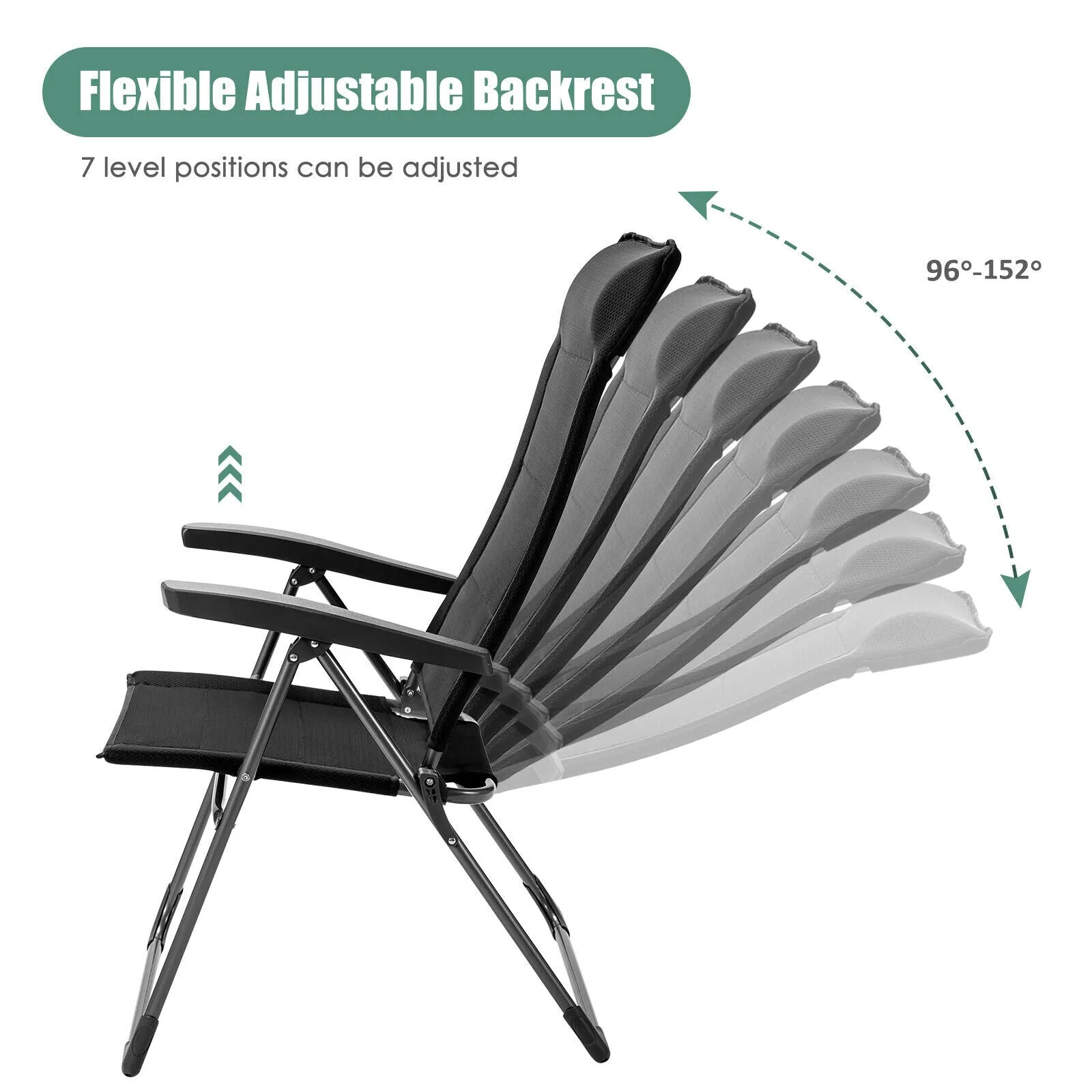 NNECW Set of 2 Patio Dining Chairs with Adjustable Backrest