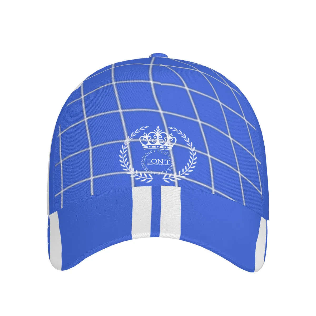 Royalty 24 White Logo,Stripes & Blue Curved Brim Baseball Cap (AOP)