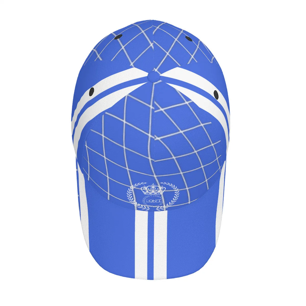 Royalty 24 White Logo,Stripes & Blue Curved Brim Baseball Cap (AOP)