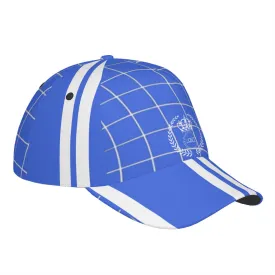 Royalty 24 White Logo,Stripes & Blue Curved Brim Baseball Cap (AOP)