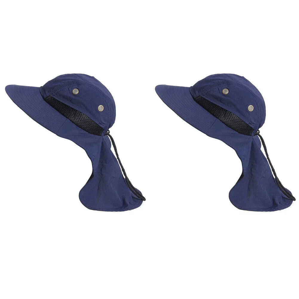 US 1-2 Pack Fishing Hat Wide Brim Neck Cover Flap Cap Sun Protect Hiking Outdoor