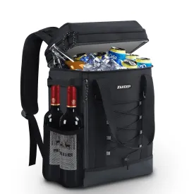 ZAKEEP Cooler Backpack, 36 Cans Multifunctional Leakproof Cooler Backpack with Padded Top Handle, Mesh Pocket for Camping BBQ (Black)