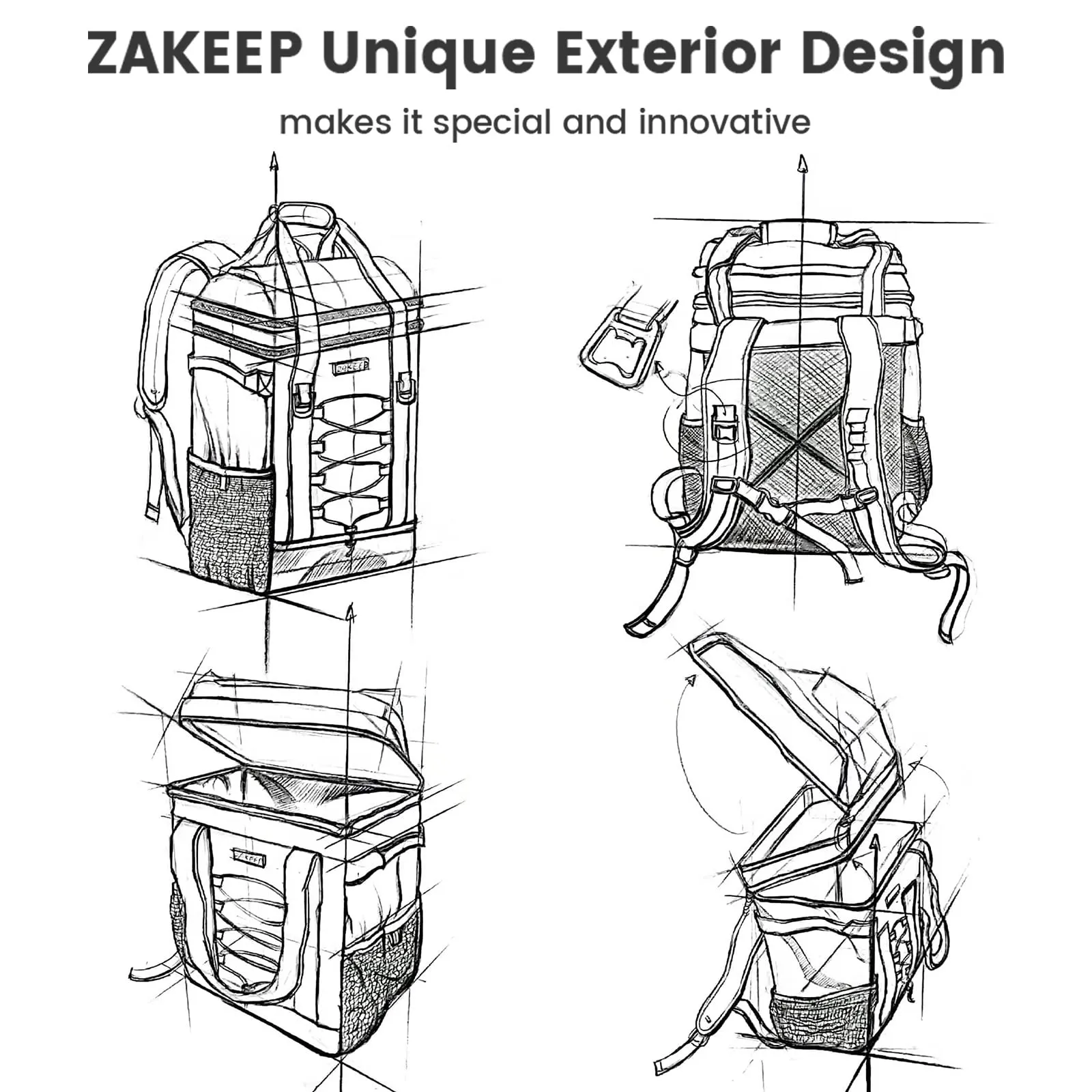 ZAKEEP Cooler Backpack, 36 Cans Multifunctional Leakproof Cooler Backpack with Padded Top Handle, Mesh Pocket for Camping BBQ (Black)